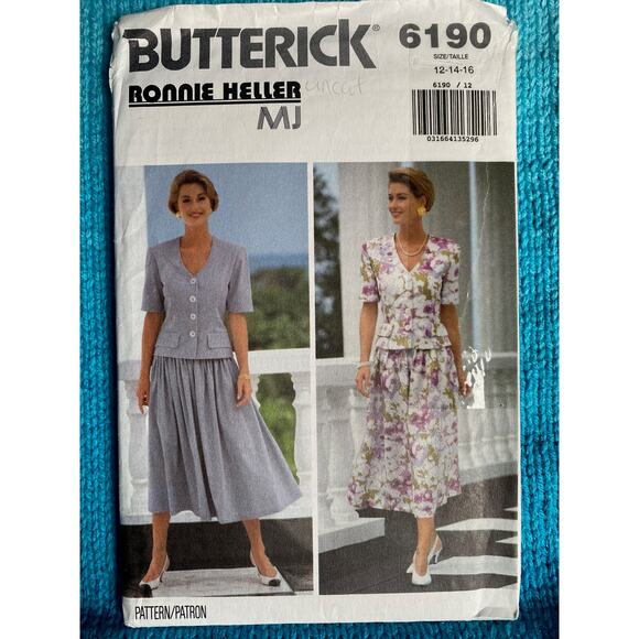 Butterick Sewing pattern 6190 suit blazer skirt sz 12 14 16 - Picture 1 of 6